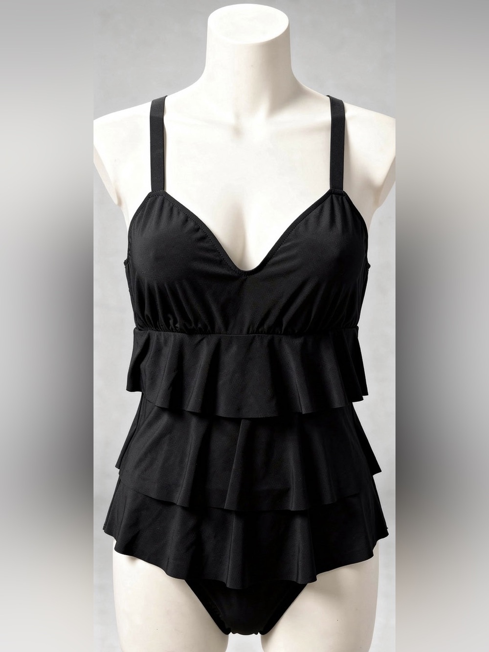 Black Tiered Ruffle One-Piece Swimsuit Women - Size 22